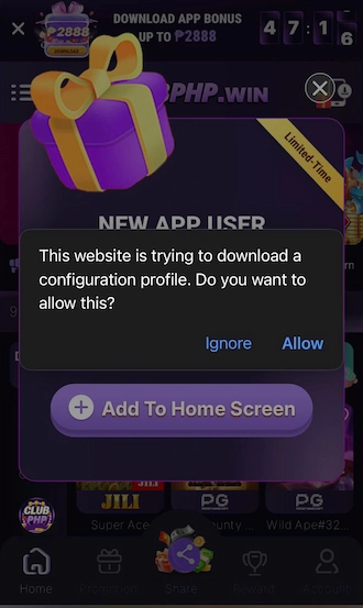 ✨ Step 3: Players should allow the website to download this profile.