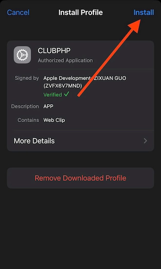 ✨ Step 4: Select the CLUBPHP app and proceed to install.