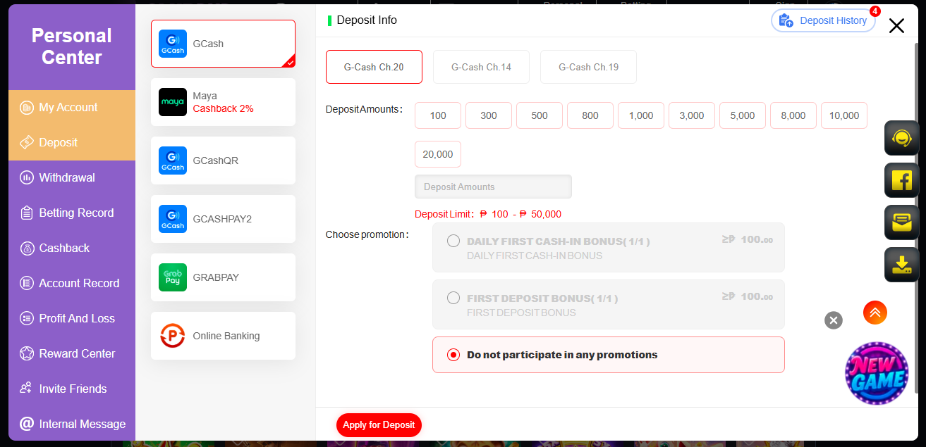 Notes when Depositing