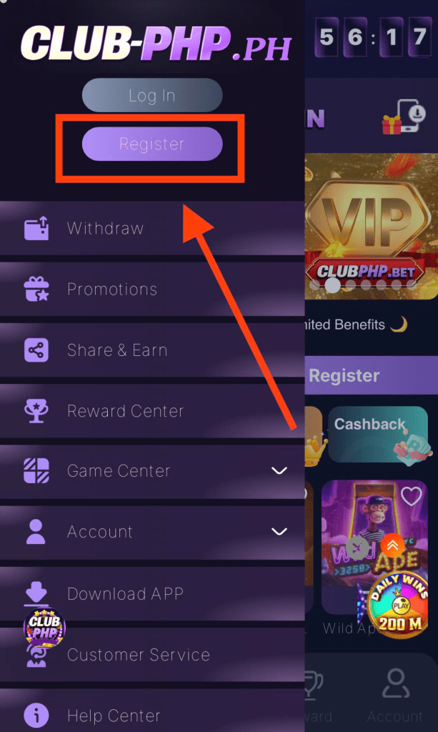 Step 1: Access the Home Page and Click Register